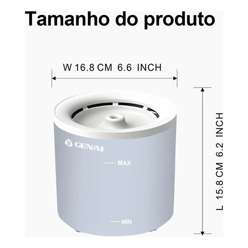 Fonte de Água Automática para Gatos - Bebedouro Elétrico Silencioso com Filtro e Recirculação de 1.6L