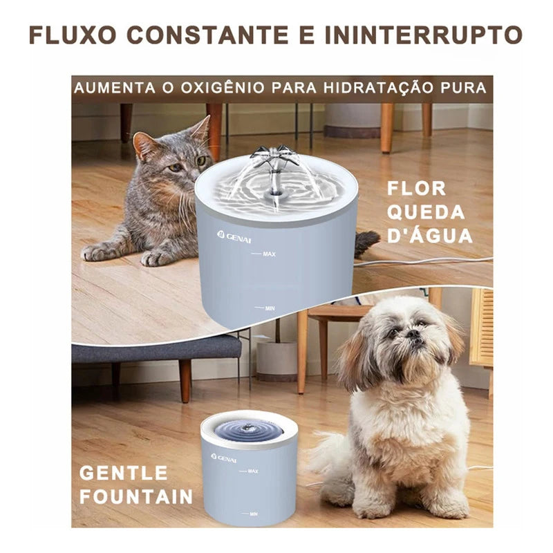 Fonte de Água Automática para Gatos - Bebedouro Elétrico Silencioso com Filtro e Recirculação de 1.6L