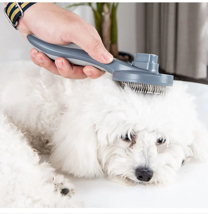 Escova de Limpeza Automática para Cães e Gatos - Pet Dog Brush com Auto Limpeza