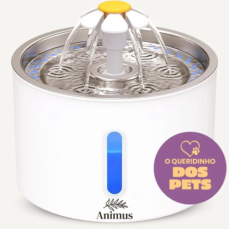 Fonte Bebedouro para Gatos e Cães - Fonte de Água com Filtro e Tigela de Aço Inox