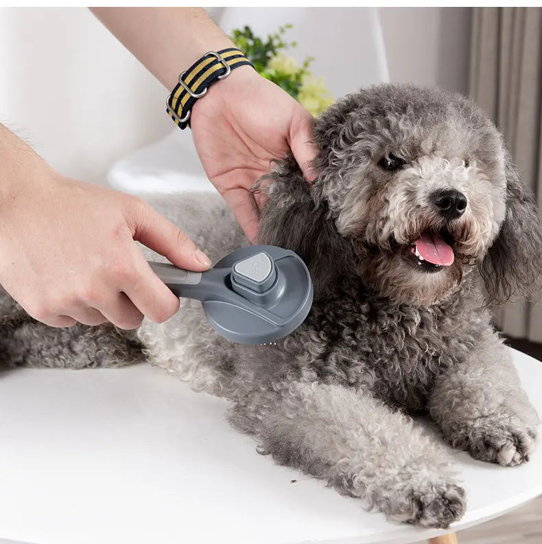 Escova de Limpeza Automática para Cães e Gatos - Pet Dog Brush com Auto Limpeza