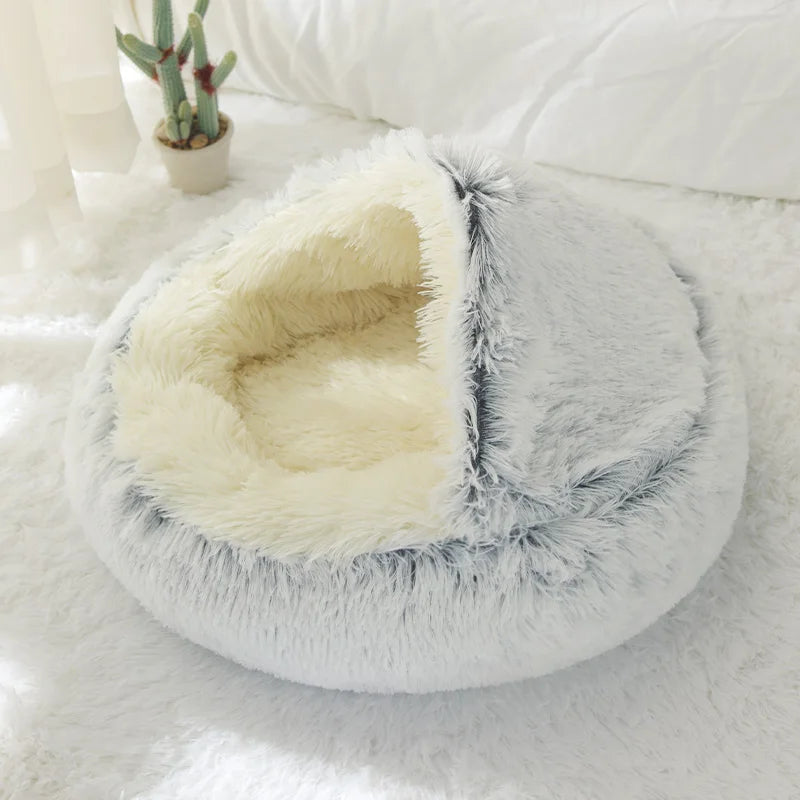 Cama Donut de Pelúcia Super Macia para Gatos - Lavável e Calmante